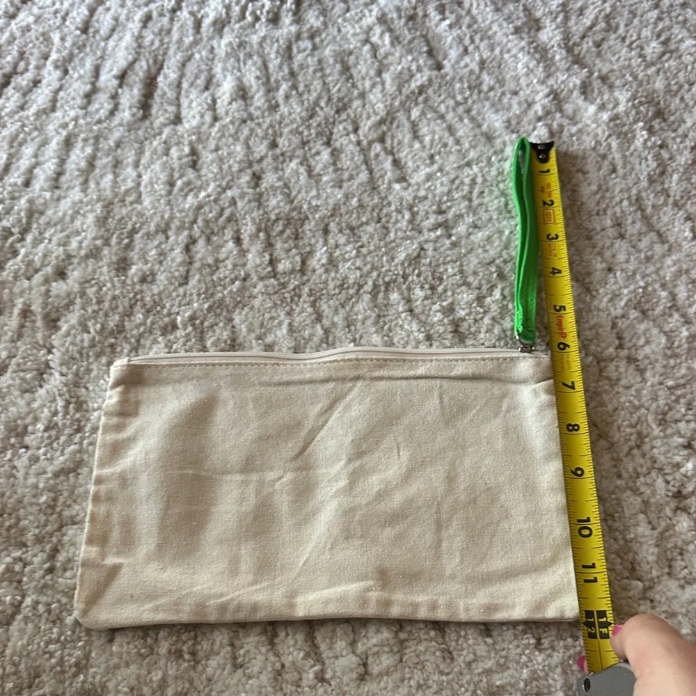 Origins Cream Canvas Pouch with Green Strap